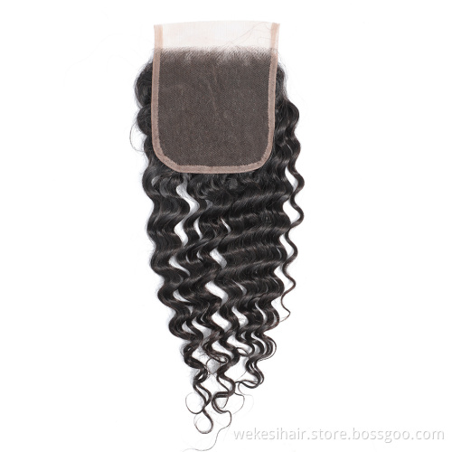 100% Pure Unprocessed Indian Remy Virgin Human Hair Weaving Deep Wave Deals With Silk Base Lace Top Closure